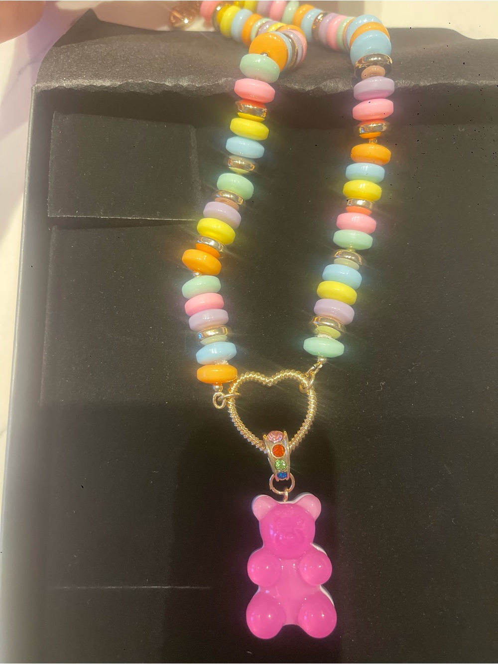 “Betsey Johnson Y2K Gummy Bear Beaded Necklace Colorful Candy”